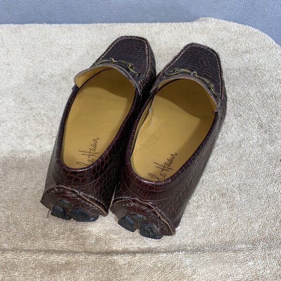 Cole Haan Men’s Brown Croc Embossed Leather Bit Loafers Size 9.5 M Dress Shoes